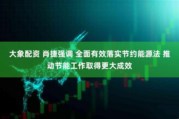 大象配资 肖捷强调 全面有效落实节约能源法 推动节能工作取得更大成效